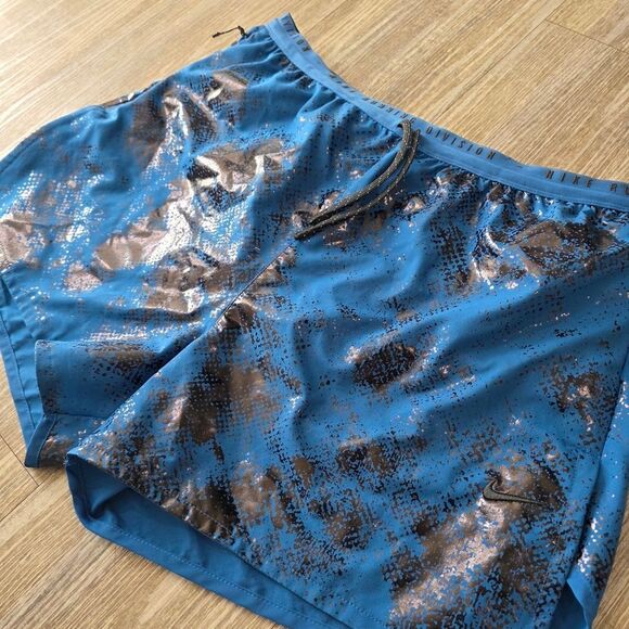 Nike Running Division Men's Shorts Camo Black Blue Lined Large L 3M FN3377-476 - Picture 2 of 13